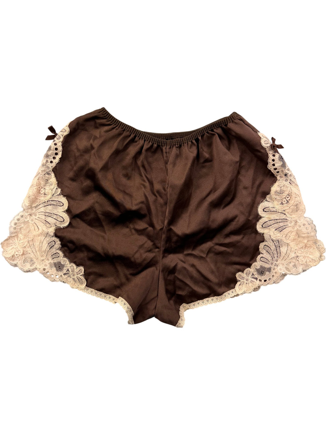 Brown Lace Trim Shorts - W22-30