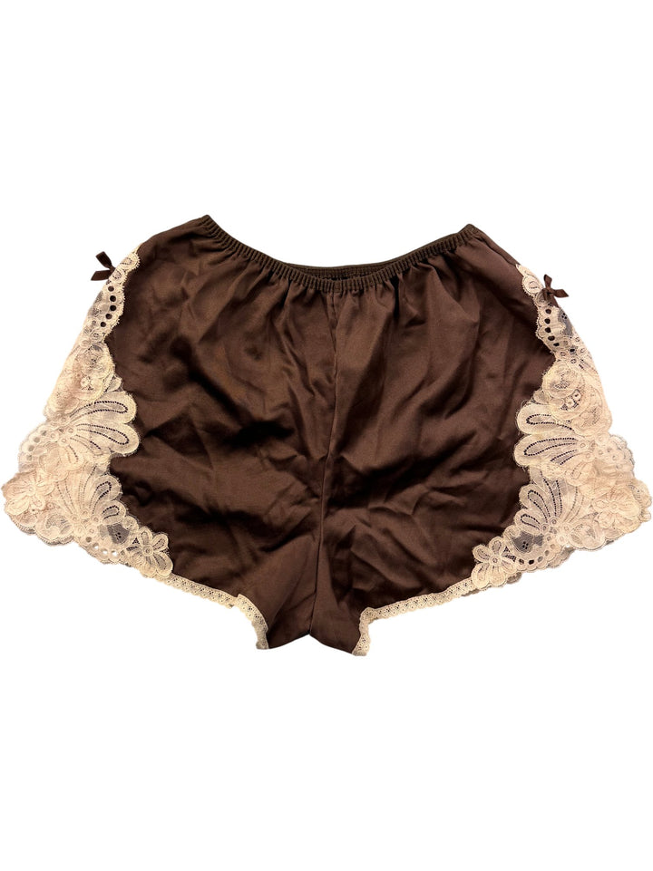Brown Lace Trim Shorts - W22-30