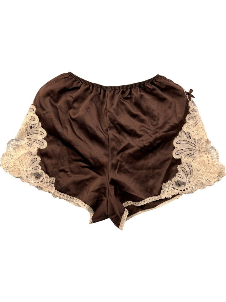 Brown Lace Trim Shorts - W22-30