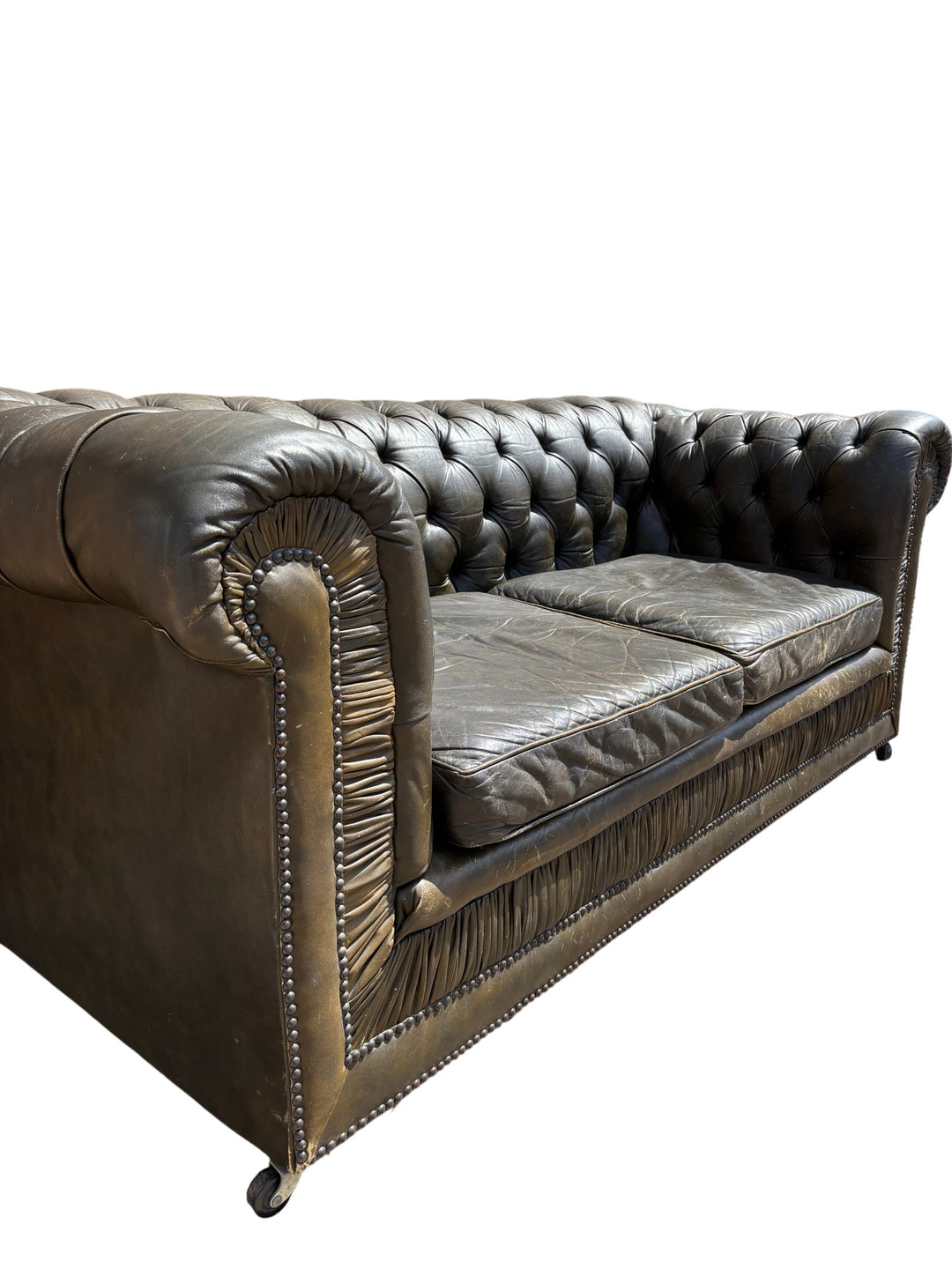 Brown Leather Chesterfield Sofa - Think Vintage