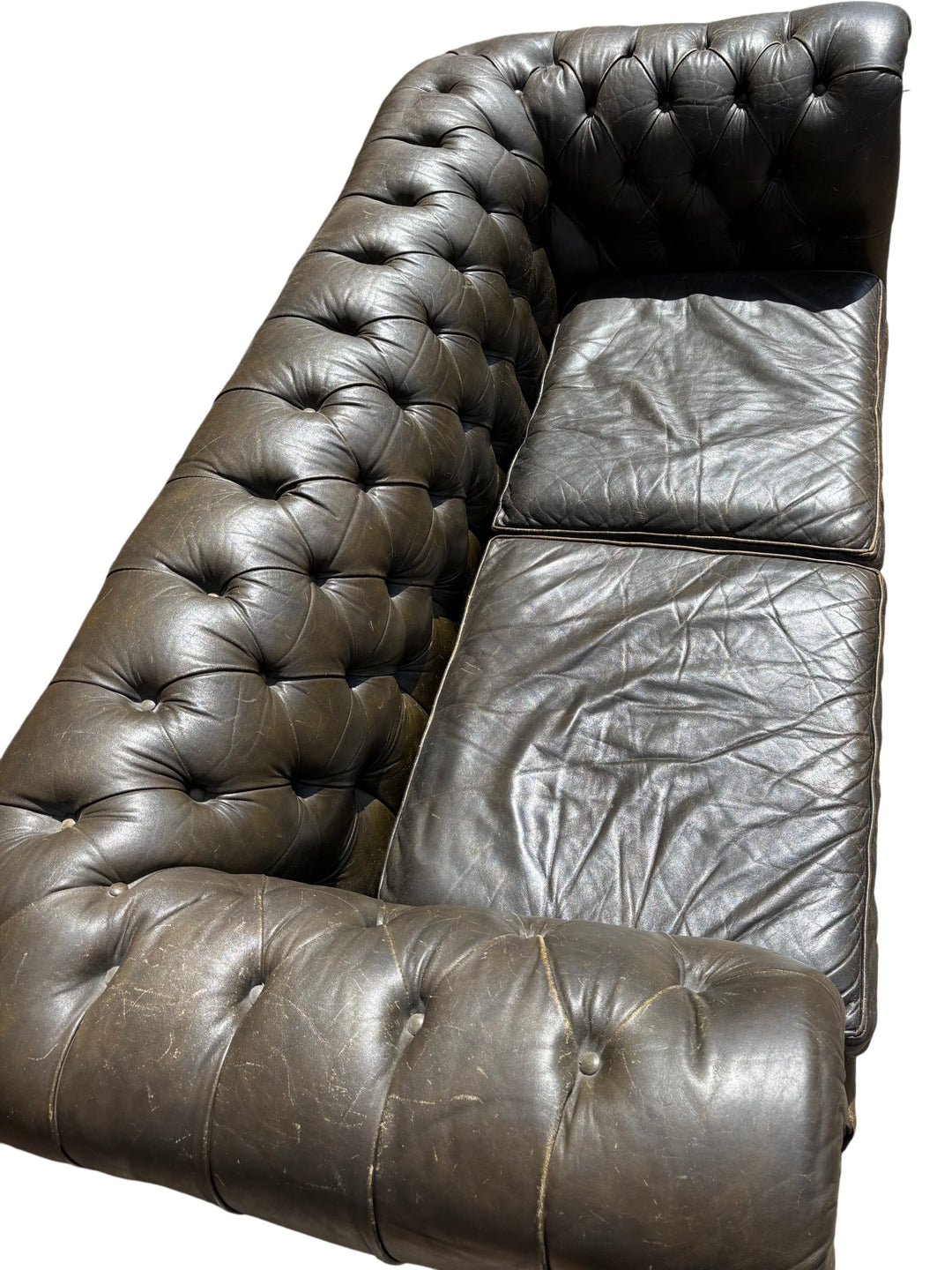 Brown Leather Chesterfield Sofa - Think Vintage