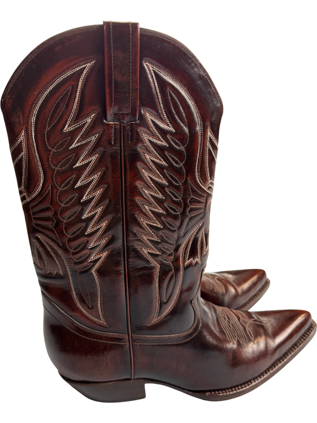 Brown Leather Cowboy Boots - - Think Vintage ltd