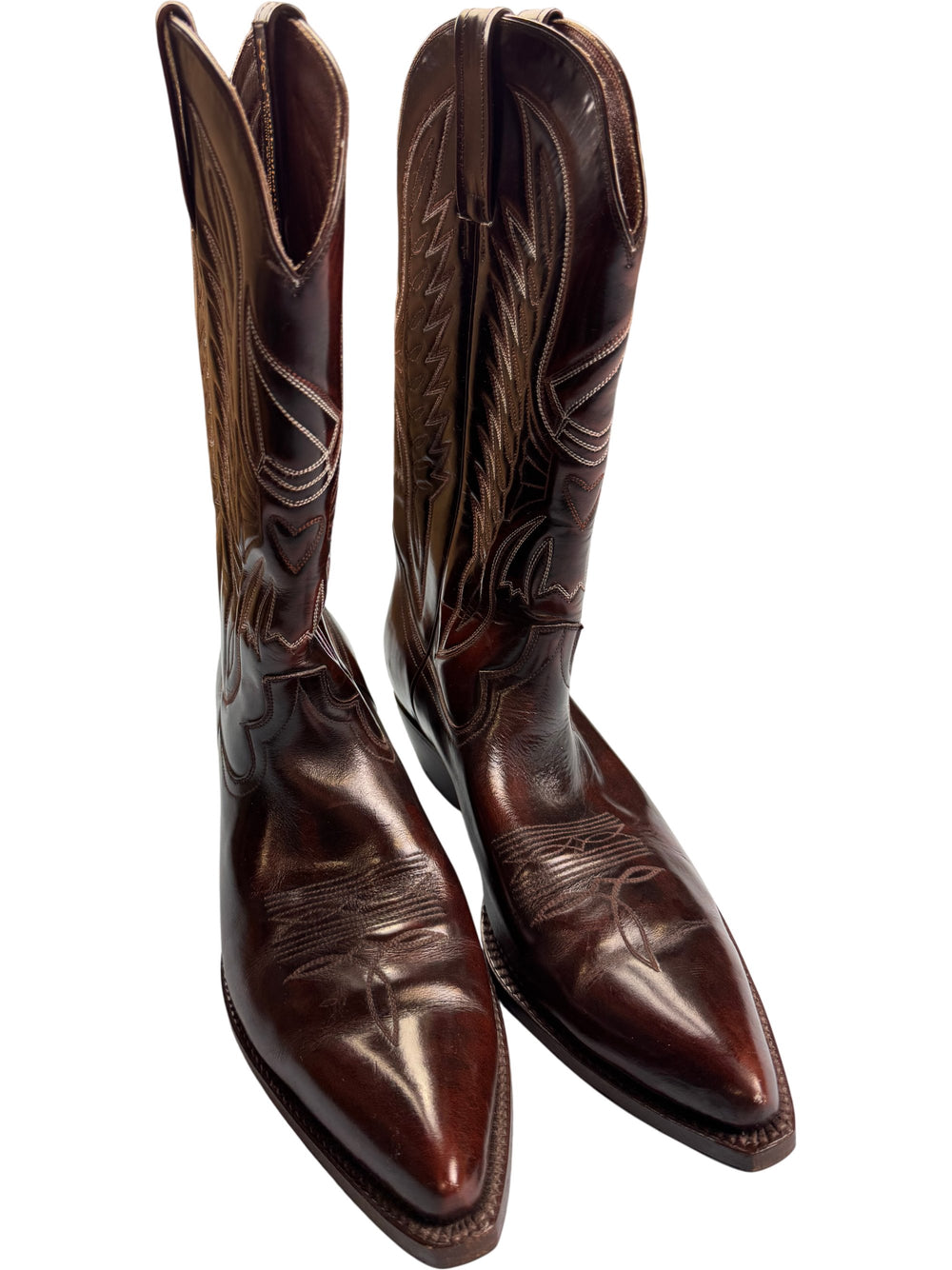 Brown Leather Cowboy Boots - - Think Vintage ltd