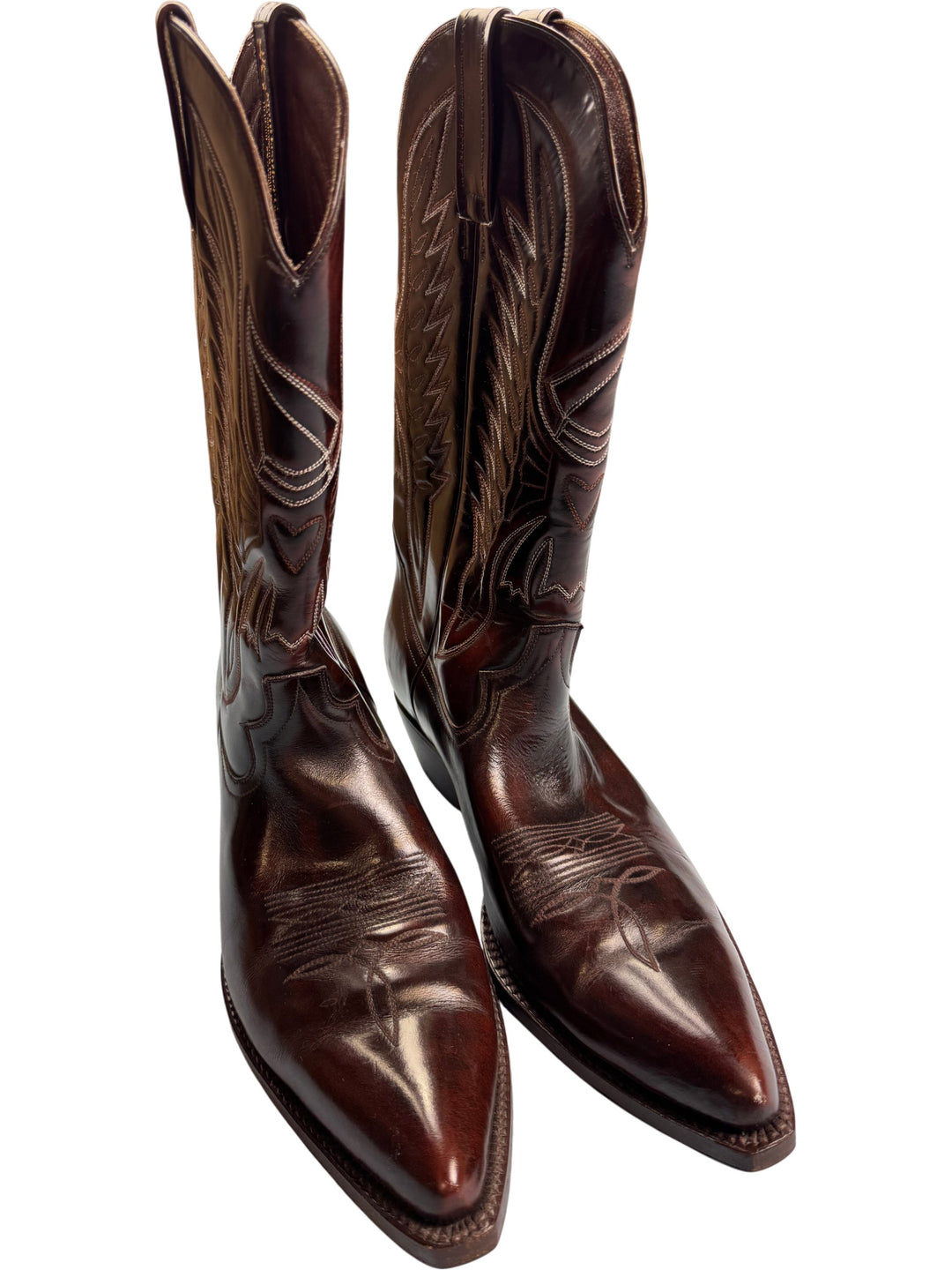 Brown Leather Cowboy Boots - - Think Vintage ltd