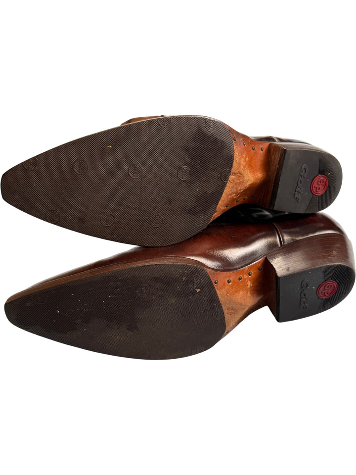 Brown Leather Cowboy Boots - - Think Vintage ltd