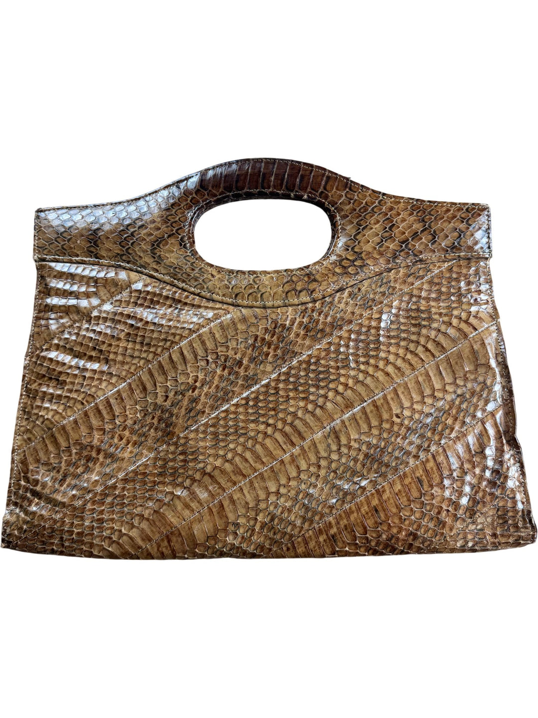 Brown Snake Skin Handbag - Think Vintage ltd