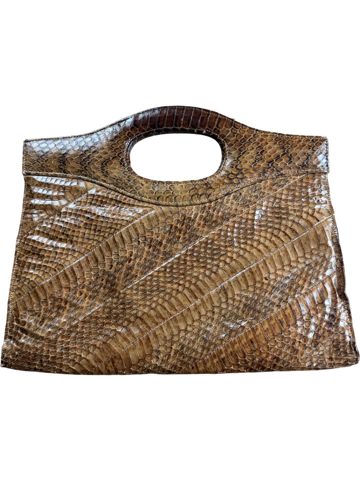 Brown Snake Skin Handbag - Think Vintage ltd