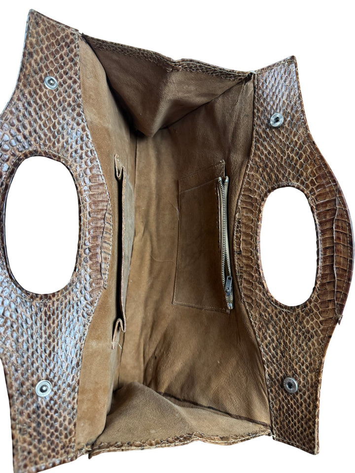 Brown Snake Skin Handbag - Think Vintage ltd