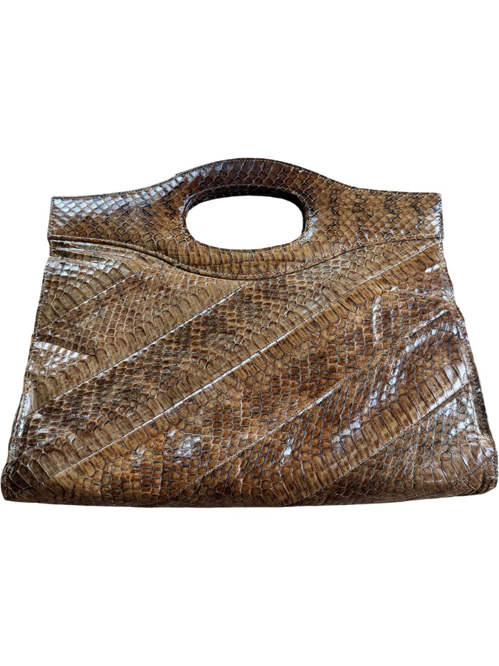 Brown Snake Skin Handbag - Think Vintage ltd