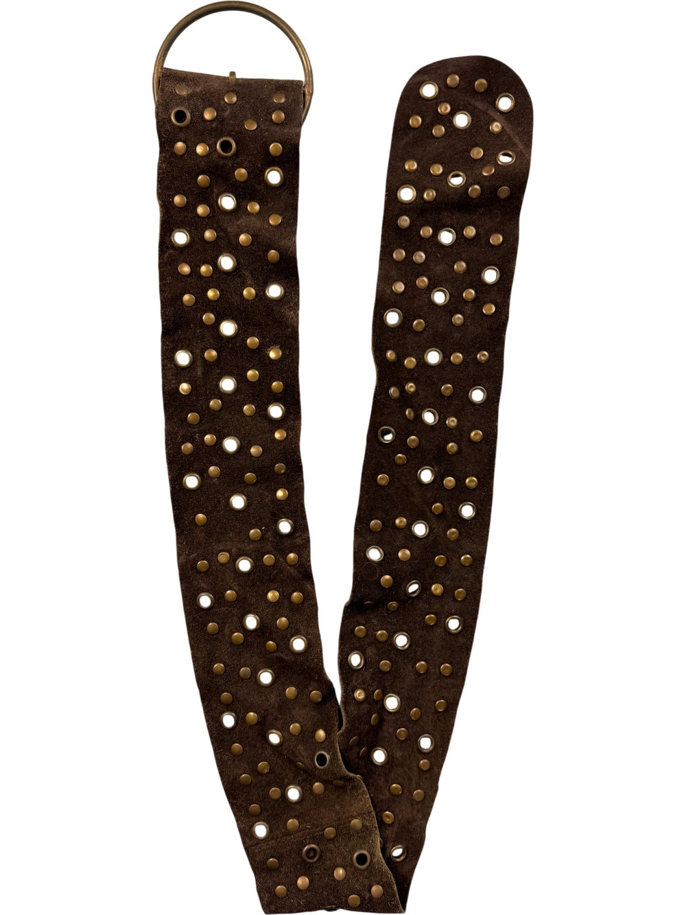 Brown Studded Leather Belt - Think Vintage ltd