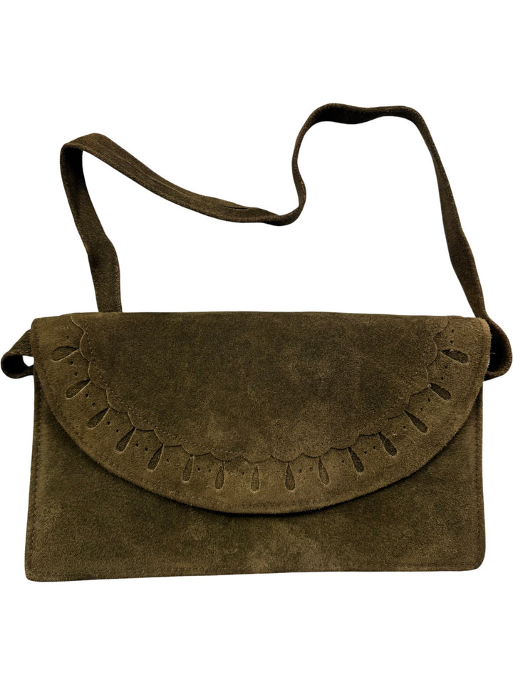 Brown Suede Crossbody Bag - Think Vintage ltd