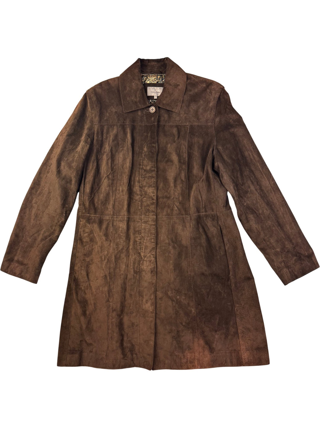 Brown Suede Overcoat - L - Think Vintage ltd