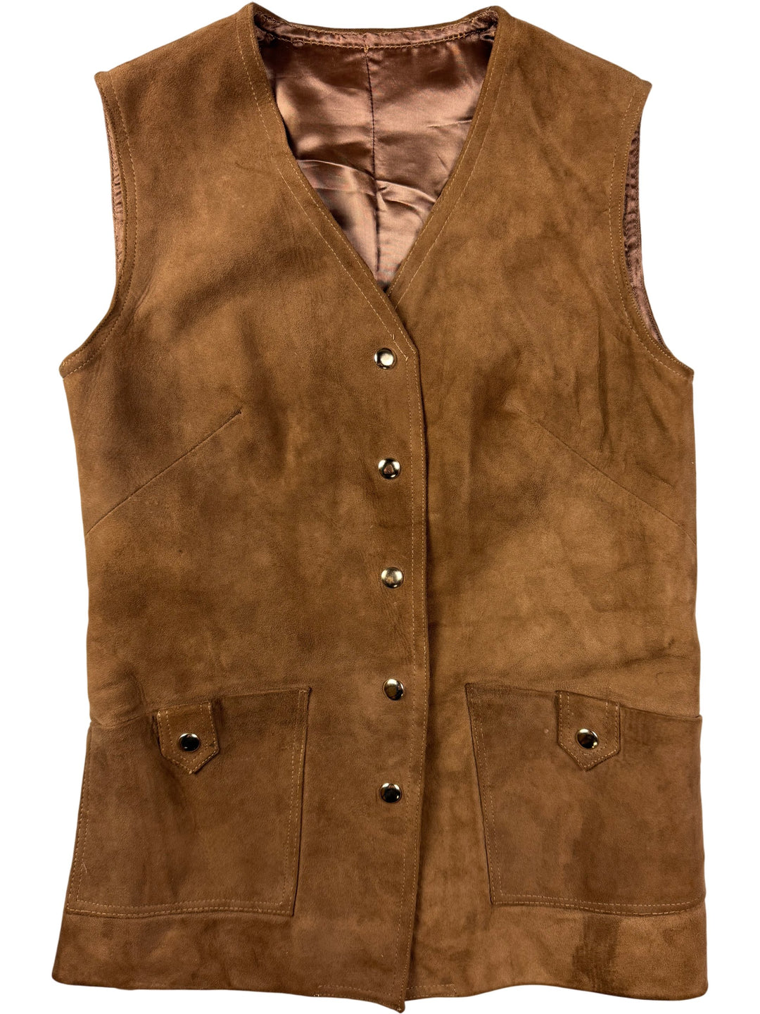 Brown Suede Waistcoat - S - Think Vintage ltd