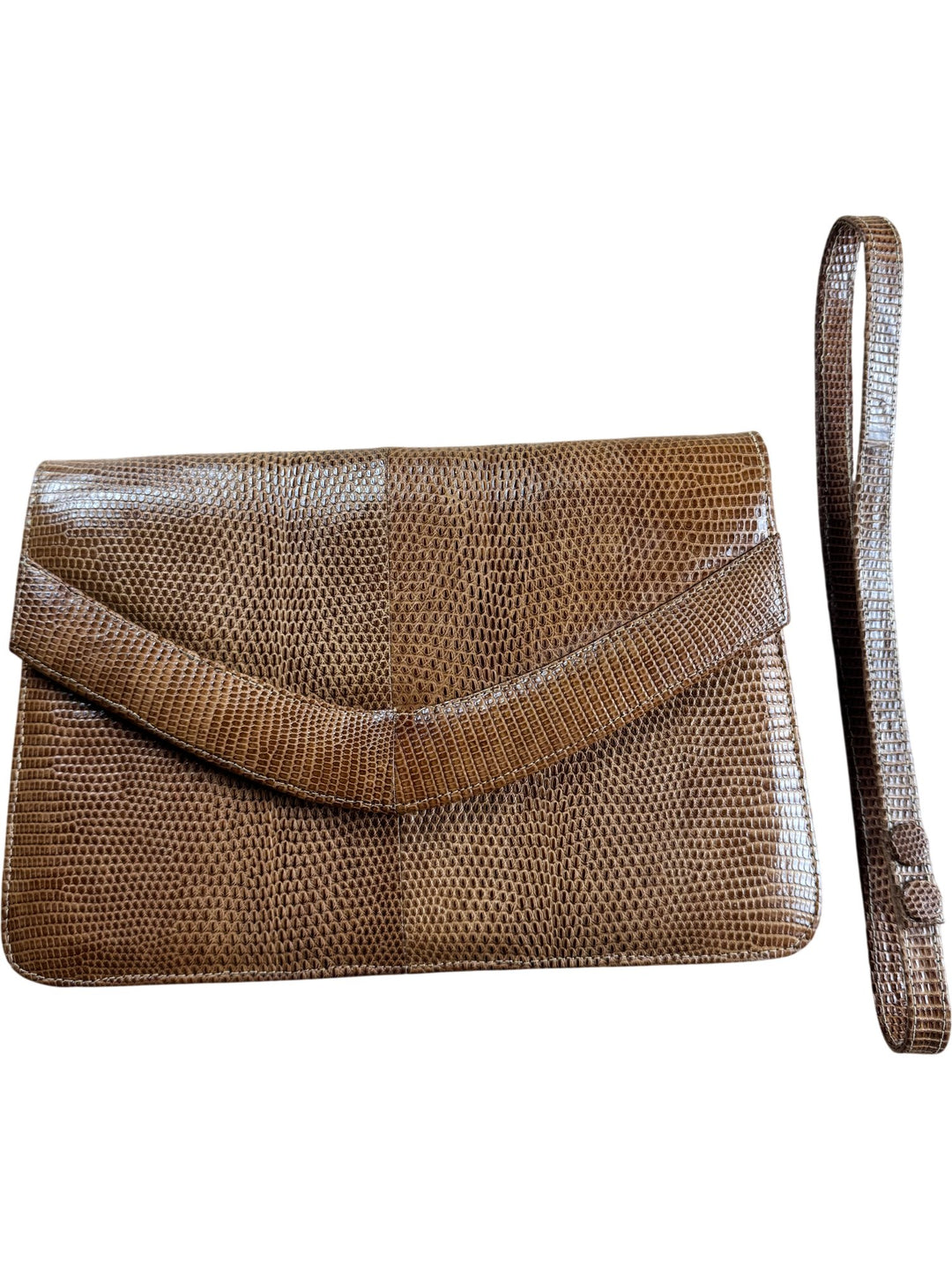 Brown Textured Clutch Bag - Think Vintage ltd