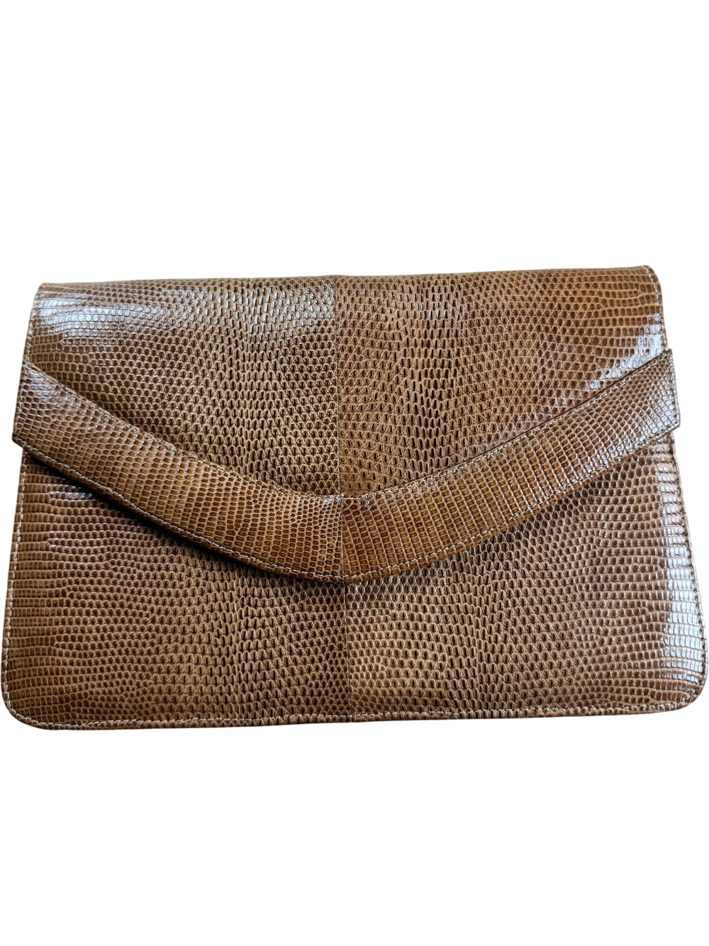 Brown Textured Clutch Bag - Think Vintage ltd