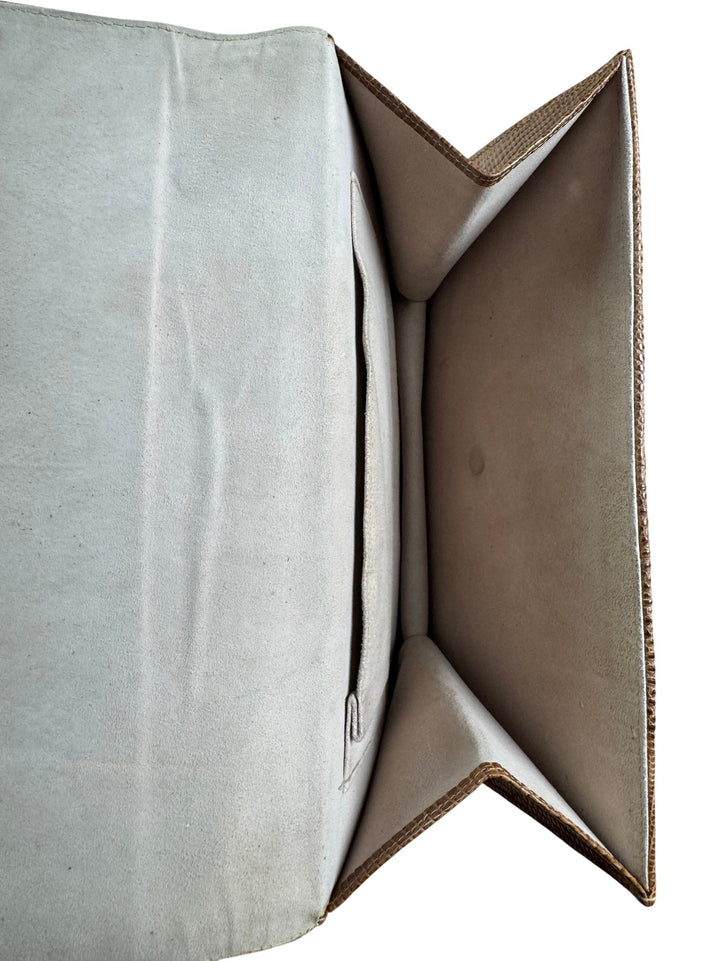 Brown Textured Clutch Bag - Think Vintage ltd
