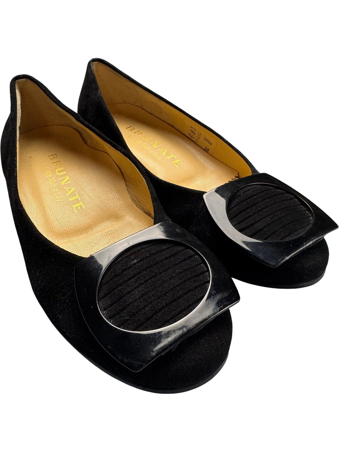 Brunate Black Suede Flats - Size 3 - Think Vintage ltd