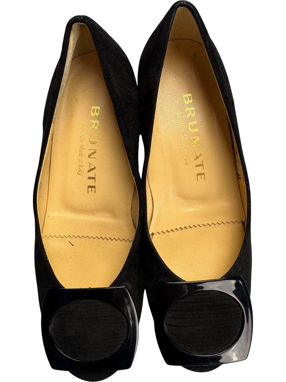 Brunate Black Suede Flats - Size 3 - Think Vintage ltd