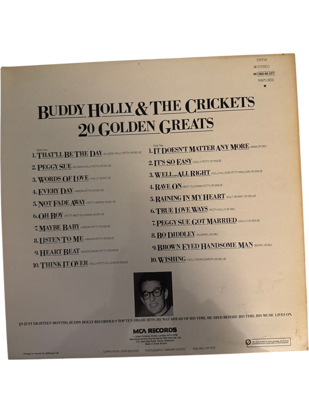 Buddy Holly & The Crickets Vinyl Album - Good - Think Vintage ltd