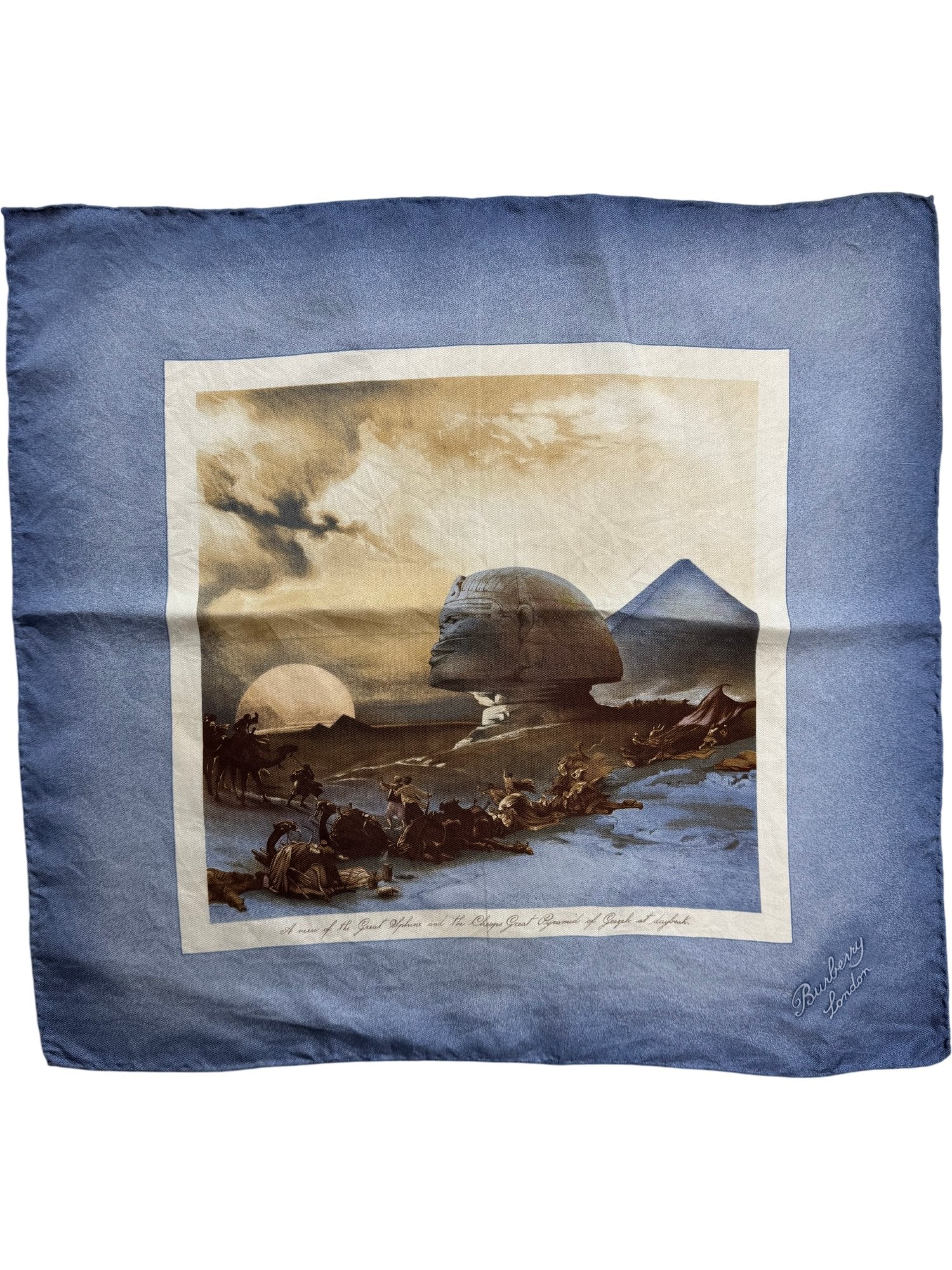 Burberry London Silk Scarf with Egyptian Print - Think Vintage ltd