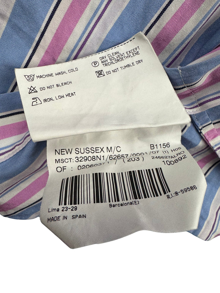 Burberry London Striped Short Sleeve Shirt  - L - Think Vintage ltd