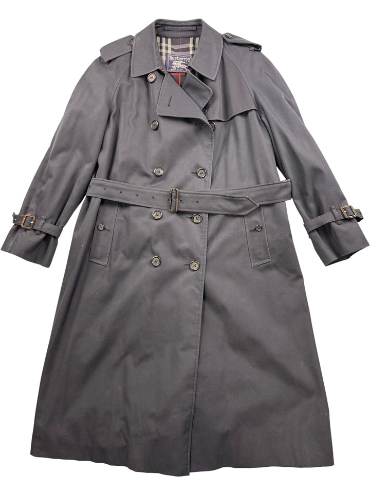 Burberry's Classic Navy Blue Trench Coat - M - Think Vintage