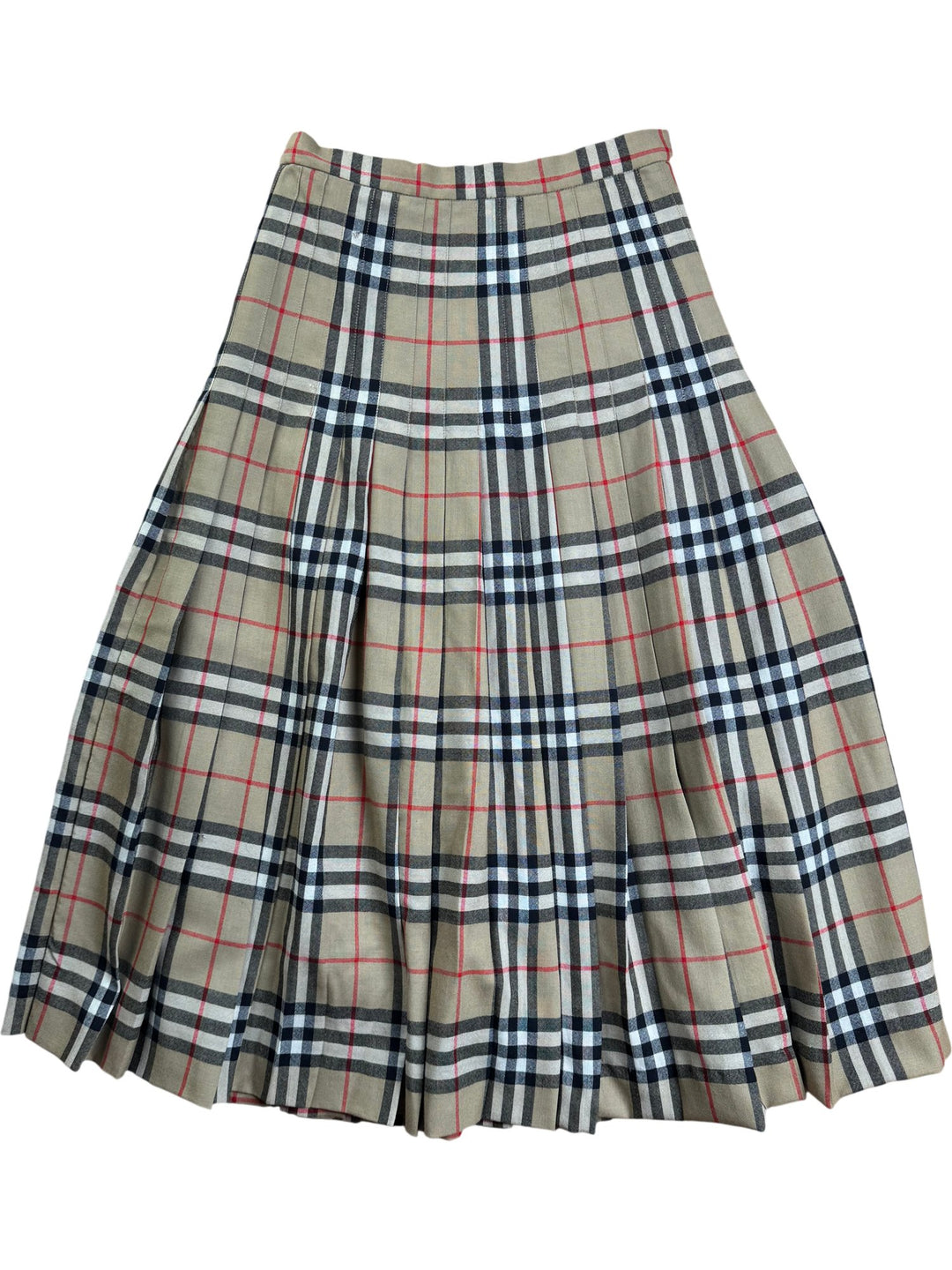 Burberrys Classic Pleated Check Skirt - W26 - Think Vintage ltd