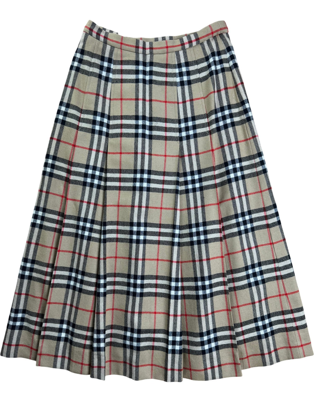 Burberrys Pleated Check Skirt - W26 - Think Vintage ltd
