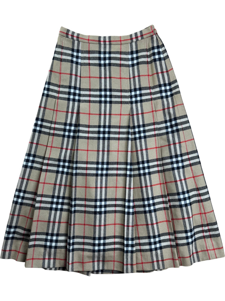 Burberrys Pleated Check Skirt - W26 - Think Vintage ltd