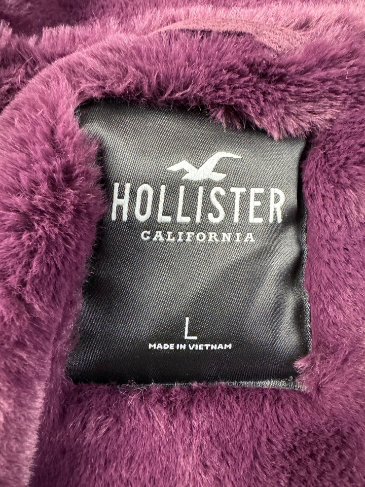 Burgundy Faux Suede Jacket - L - Think Vintage