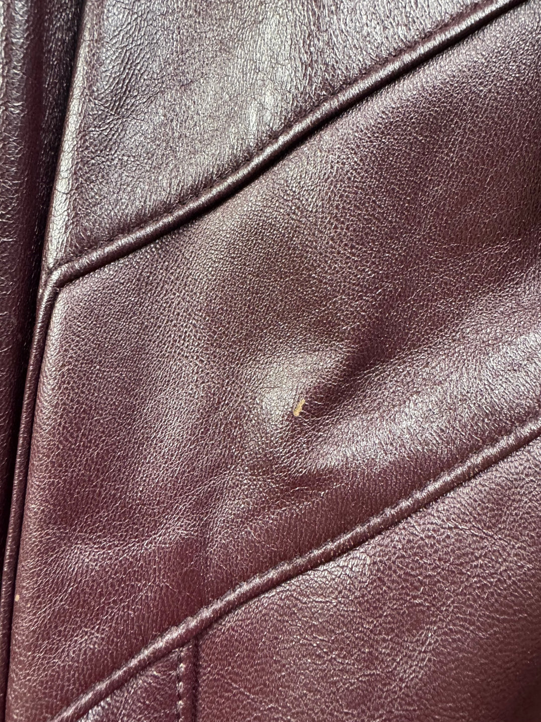 Burgundy Leather Bomber Jacket - L - Think Vintage