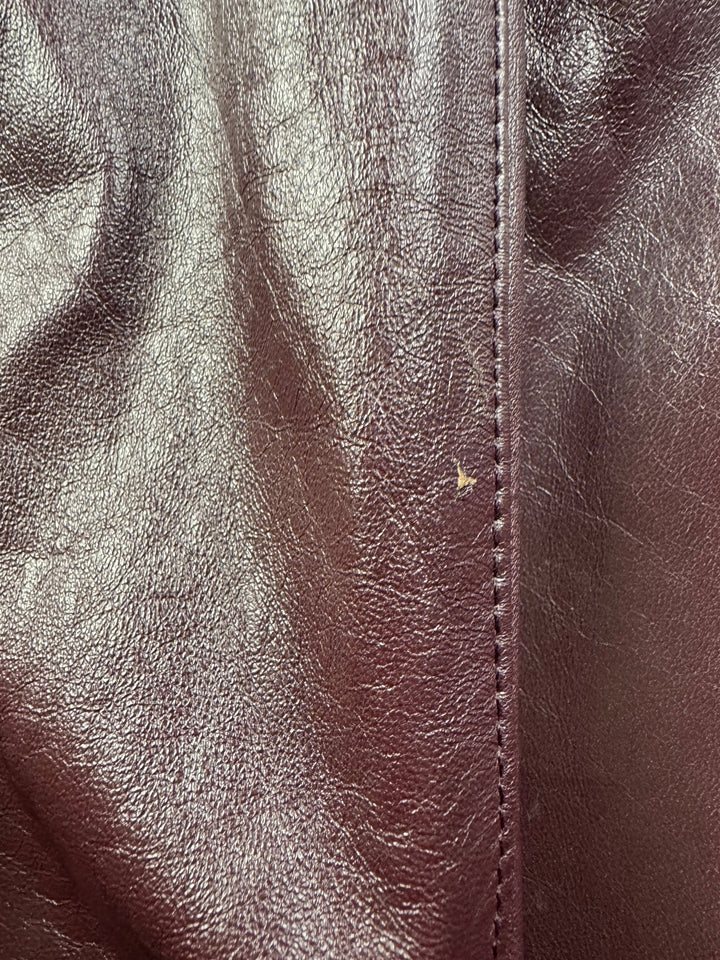 Burgundy Leather Bomber Jacket - L - Think Vintage ltd