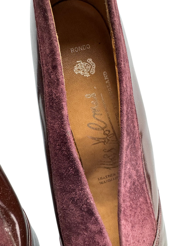 Burgundy Leather Suede Women's Heels - 6.5 - Think Vintage ltd