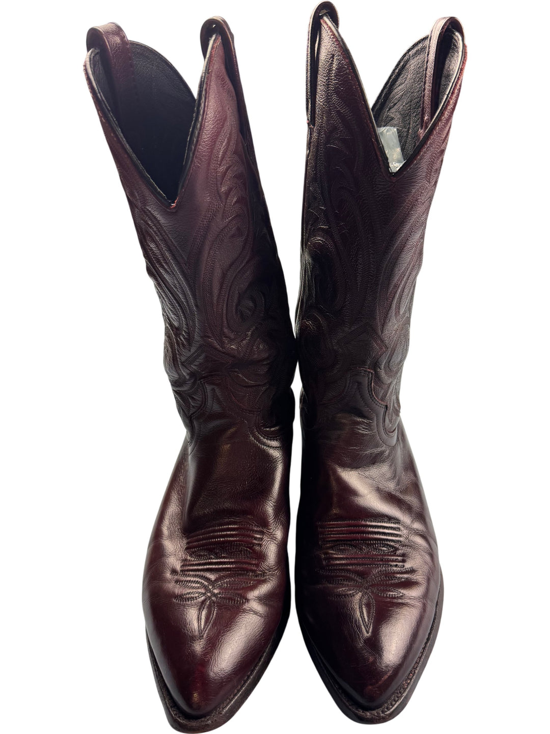 Burgundy Leather Western Cowboy Boots - SIZE 11