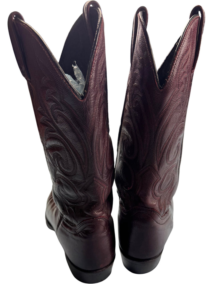 Burgundy Leather Western Cowboy Boots - SIZE 11