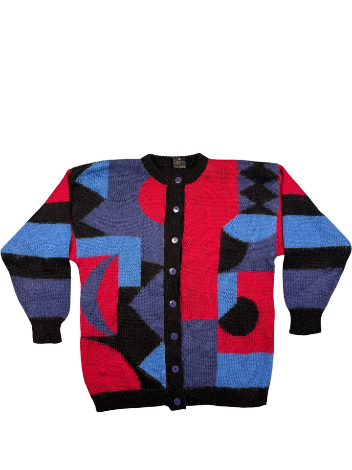 C&A Geometric Pattern Knit Cardigan - M - Think Vintage ltd