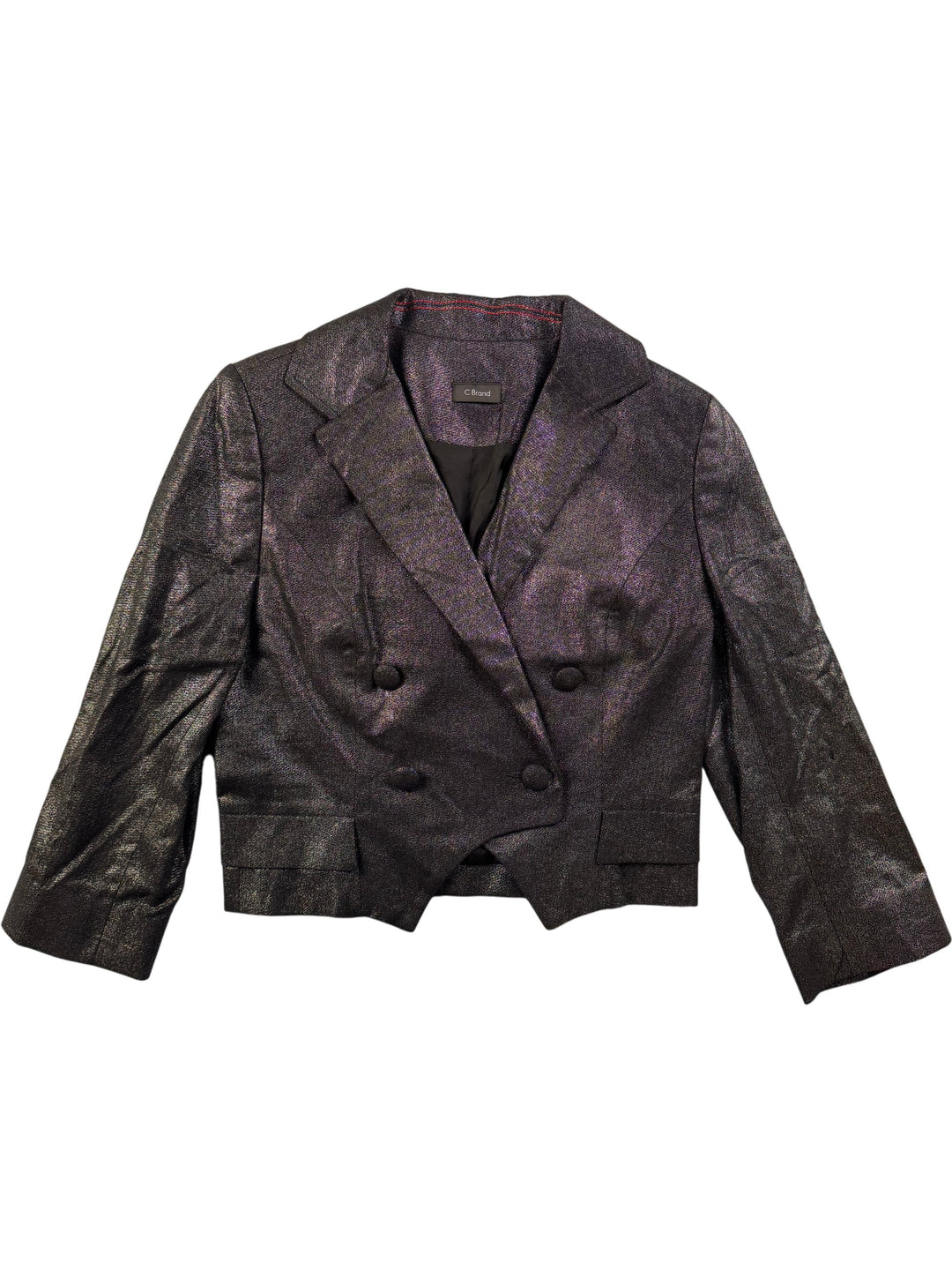 C Brand Metallic Double-Breasted Jacket - M - Think Vintage