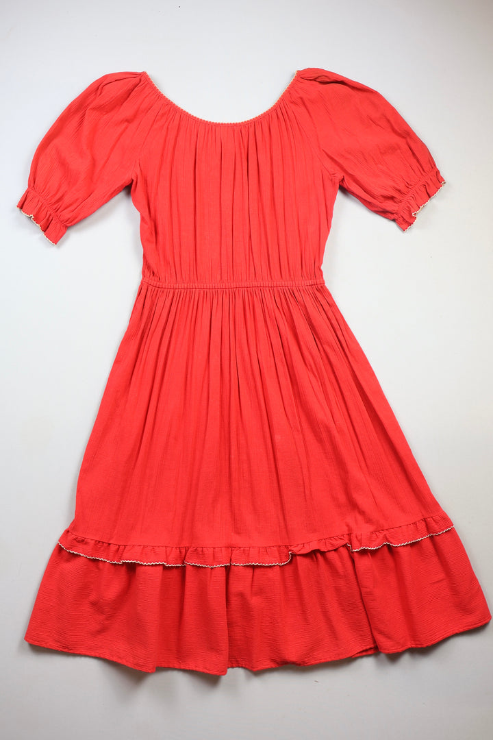 70's Embroidered Off the Shoulder Dress