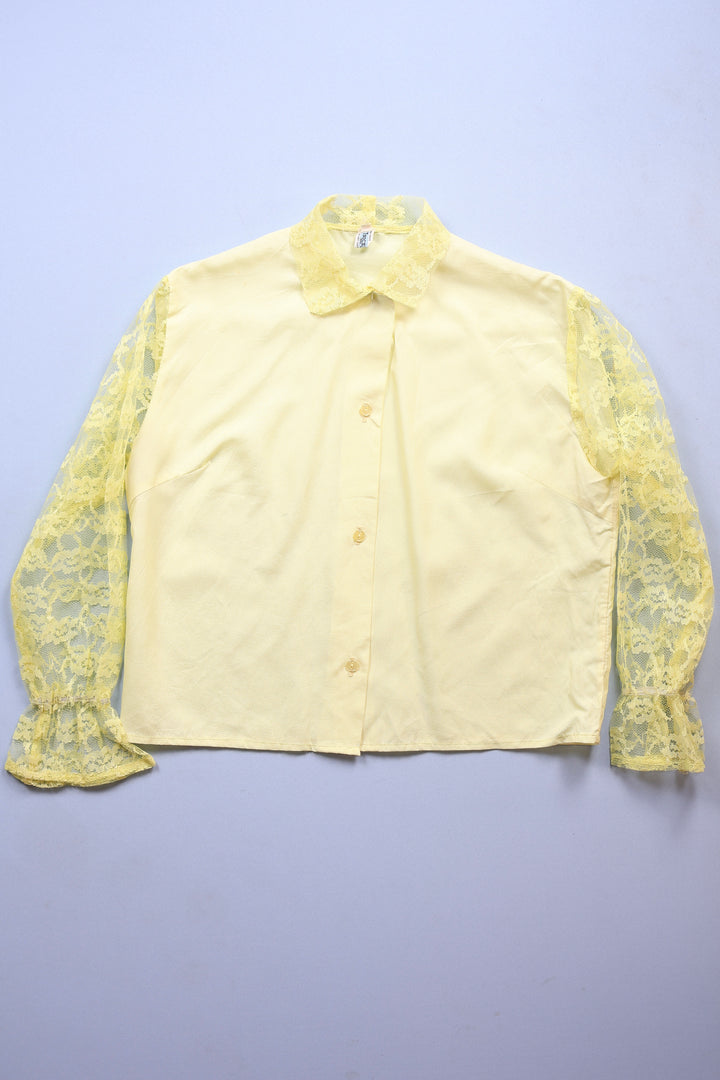 Button up Sheered Sleeved Blouse
