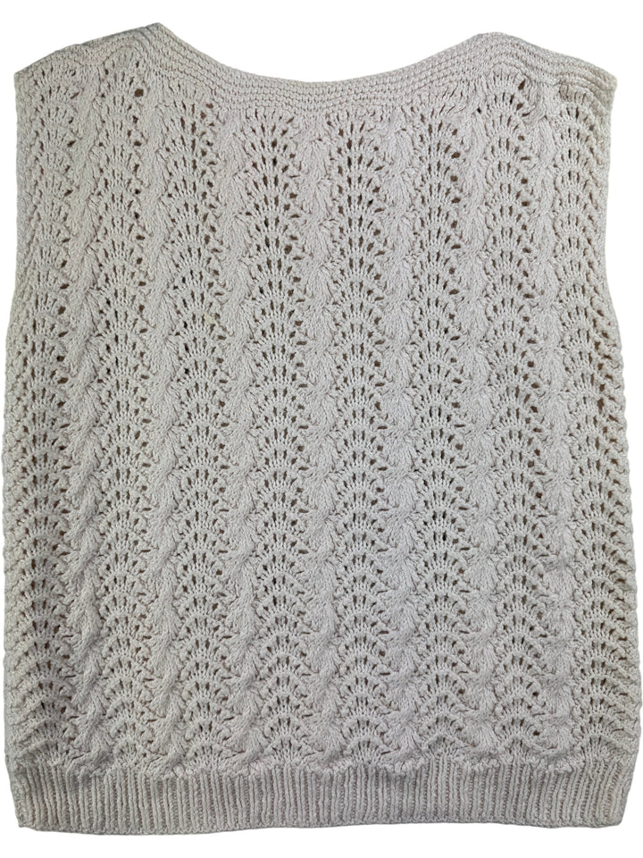 Cable Knit Sleeveless Vest - L - Think Vintage