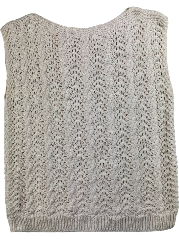 Cable Knit Sleeveless Vest - L - Think Vintage