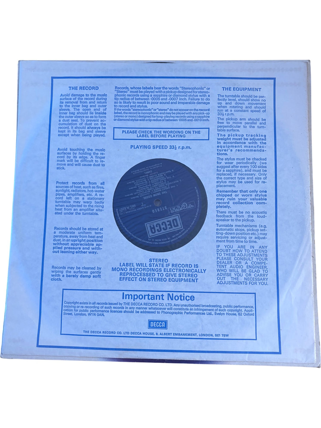 Camel The Snow Goose Vinyl LP - Good - Think Vintage ltd