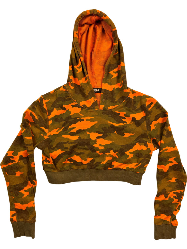 Camo Crop Hoodie - S - Think Vintage Online Ltd