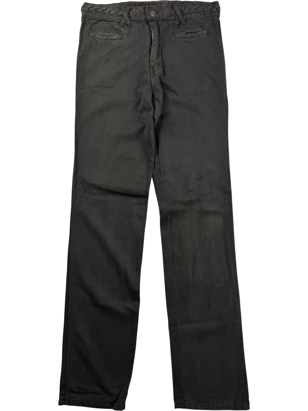 Campan Black Braided Waist Trousers - W31 - Think Vintage ltd