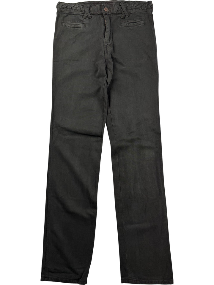 Campan Black Braided Waist Trousers - W31 - Think Vintage ltd