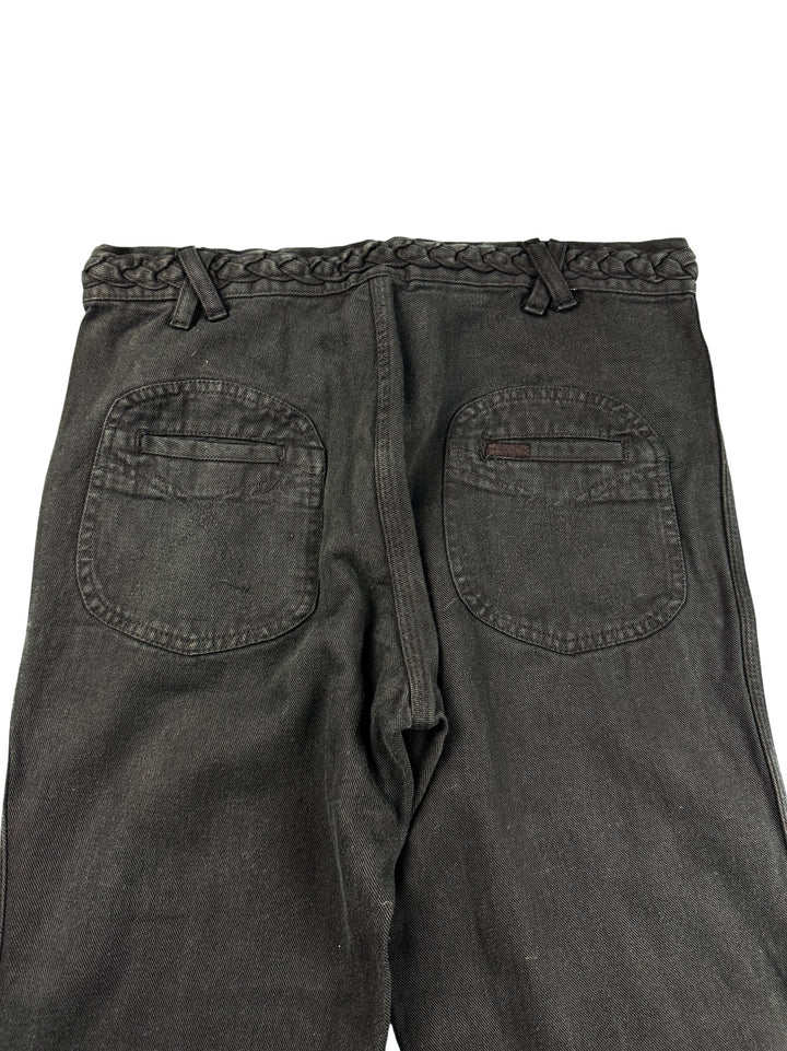 Campan Black Braided Waist Trousers - W31 - Think Vintage ltd