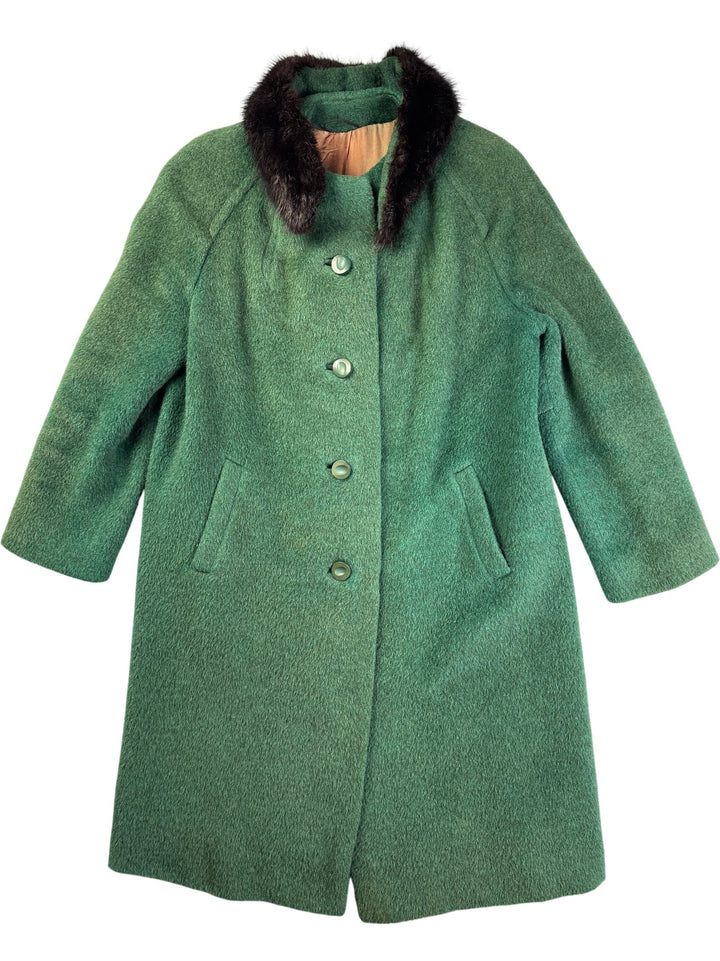 Canda Couture Green Alpaca Coat - M - Think Vintage ltd