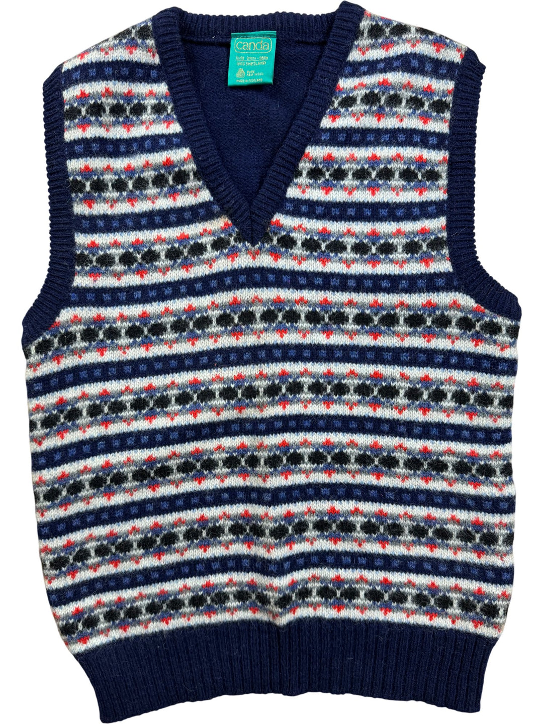 Canda Shetland Wool Fair Isle Vest - S - Think Vintage ltd