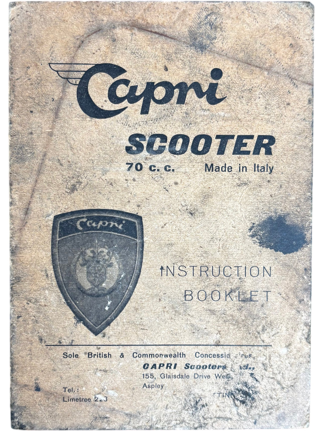 Capri Scooter Instruction Booklet 70cc Made in Italy Manual - Think Vintage