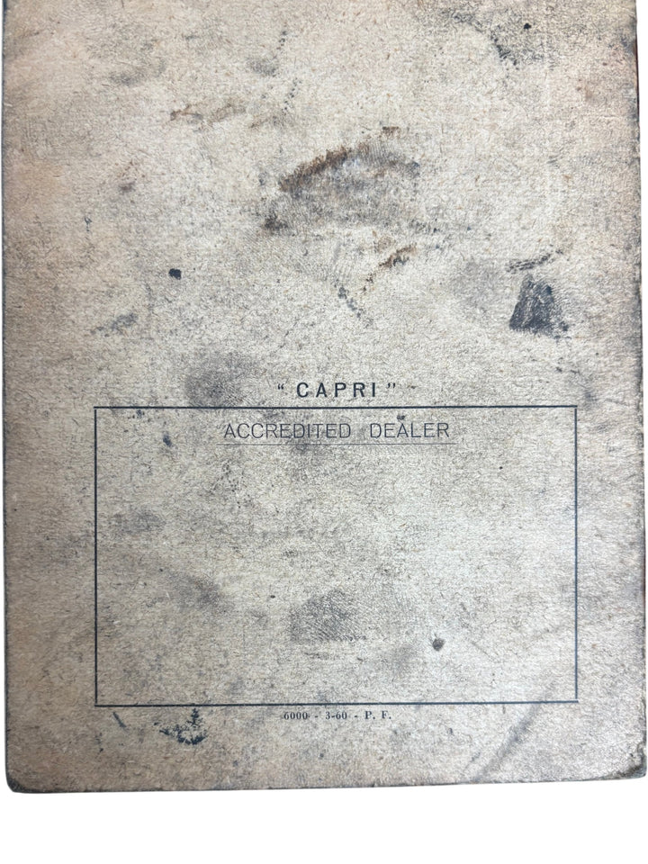 Capri Scooter Instruction Booklet 70cc Made in Italy Manual - Think Vintage